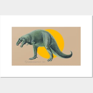 Tyrannosaurus rex Cut Out (with Orange Disc) Posters and Art